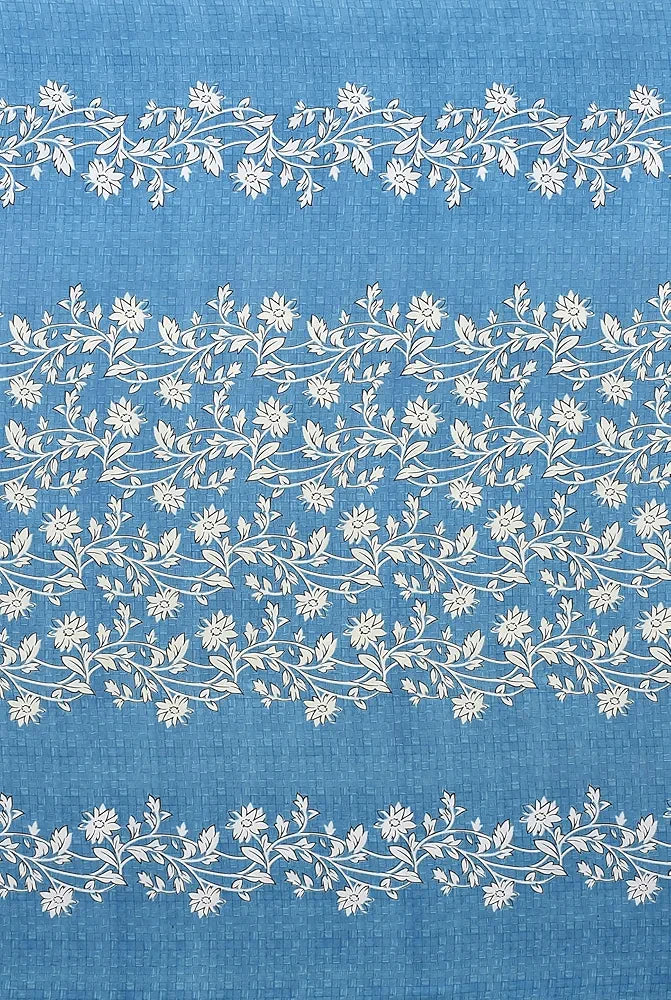 Homefab India 160 TC Glace Cotton Single BedSheet with 1 Pillow Cover -  - Blue, Floral